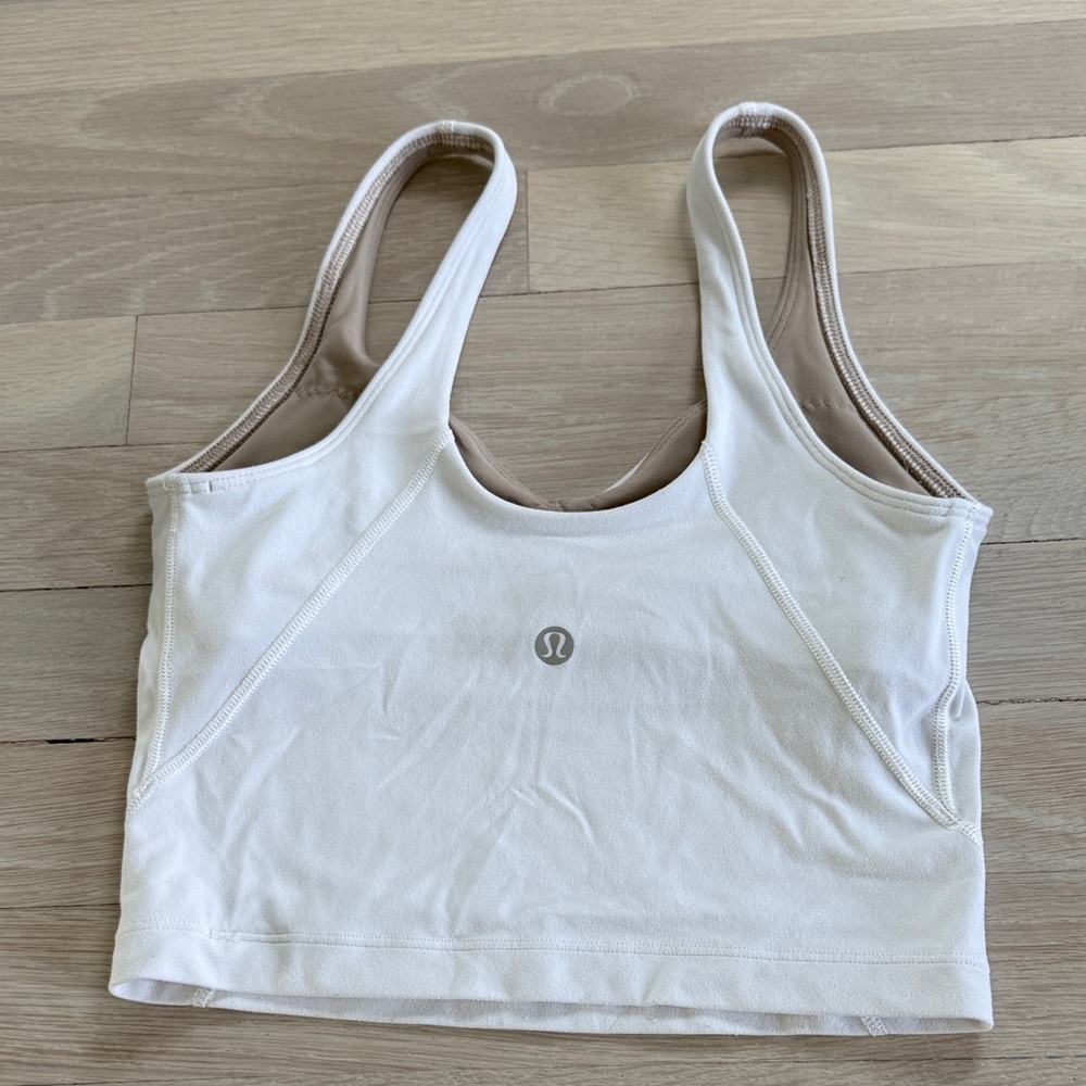 White Lululemon tank with sports bra